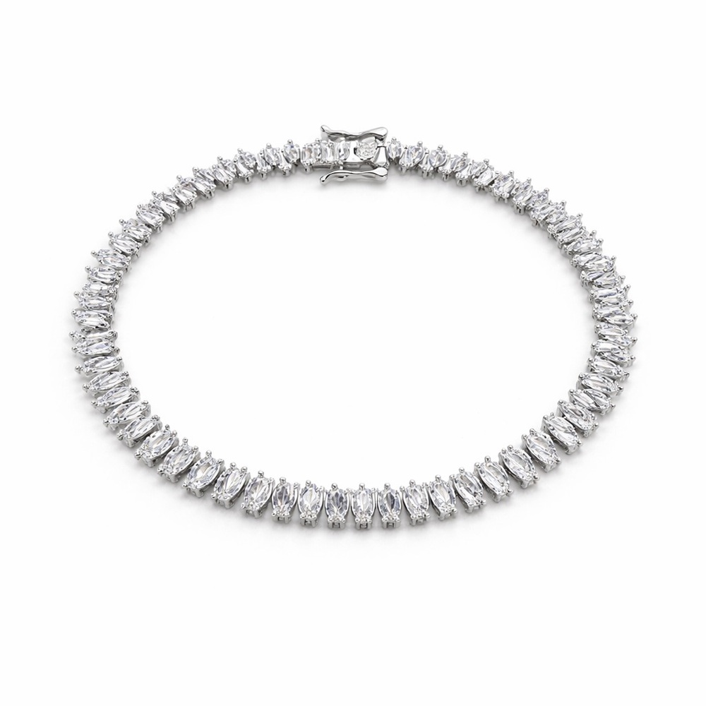 S925 Trillion Cut Crystal Tennis Bracelet